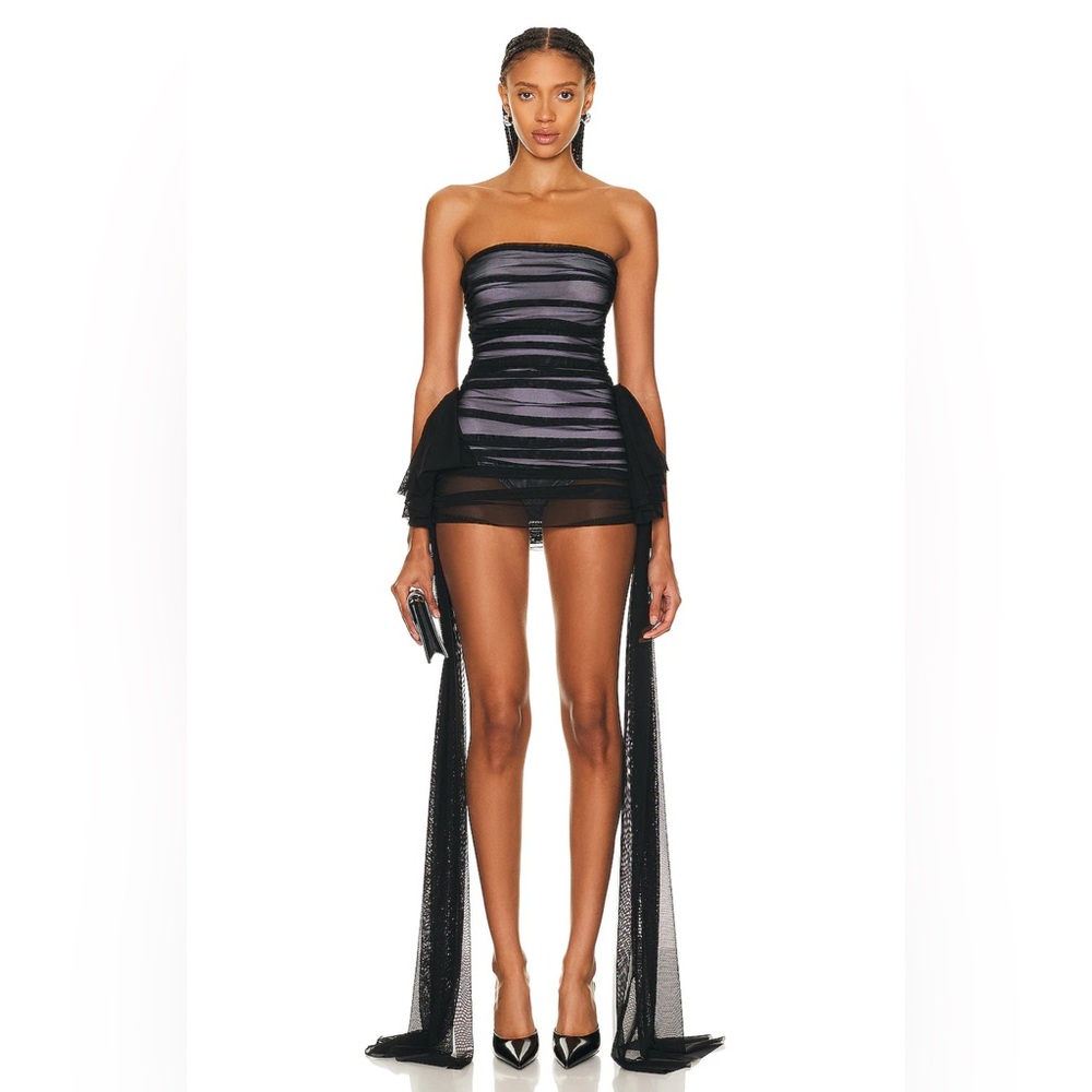 NORMA KAMALI
Strapless Bill Pickleball Dress in Black & Snow White